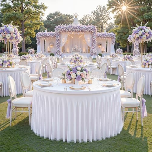 White Tulle Tablecloths 72 Inch Spandex Round Table Cloths for Round Tables - Image 6