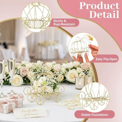 ABOOFAN 12 Pack Gold Pumpkin Carriage Centerpieces for Tables - Image 4