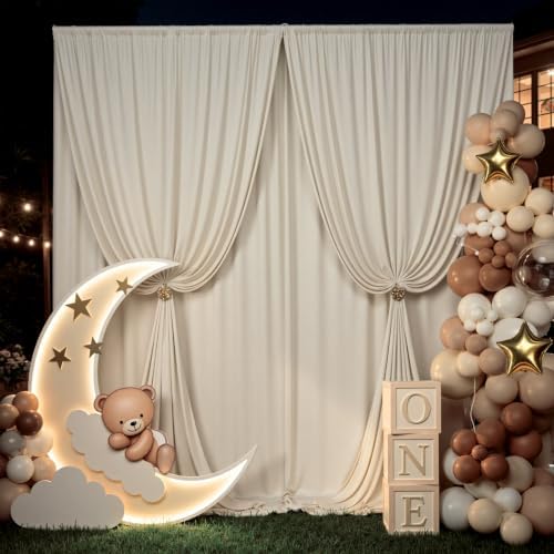 40x12 ft Beige Backdrop Curtains for Weddings Parties, Birthdays and Photos - Image 6