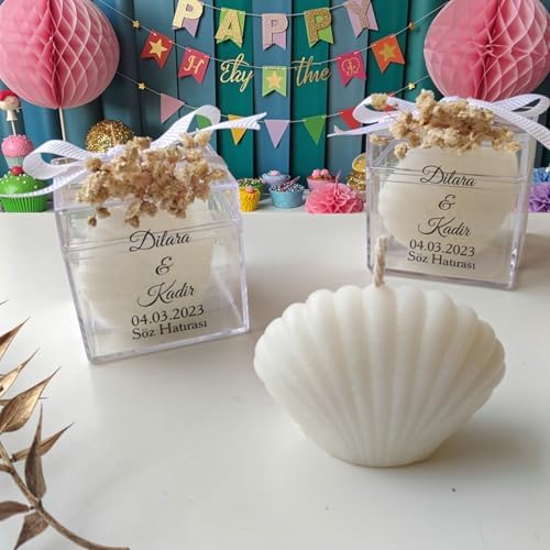 Wedding Favor Guest Bulk, White Seashell Shaped Candle Party Favors, Bridal Shower Favor for Beach Party Gifts, Baby Shower Favors for Baptism Favors (Set of 100) - Image 3
