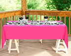 Oudain 222 Pcs Cow Dinnerware Set for 20 Guest Cow Tablecloth Plates and Napkins Cowgirl Party Decorations Cowboy Table Runner Plastic Black White Party Supplies(Hot Pink,Classic) - Image 6