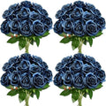 48 PCS Navy Blue Roses Artificial Flowers, Silk by DIYDOFUN