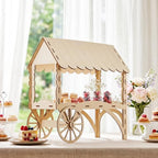 Wenqik 2 Pcs Dessert Table Display Mini Dessert Cart with Wheels for Parties Natural Wooden Candy Display Sweet Stall 16" Cupcake Stand Candy Cart for Weddings Baby Shower Birthday Party Centerpieces - Image 5