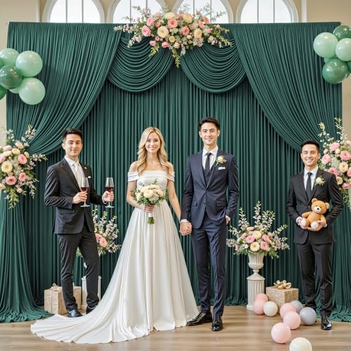 40ft x 12ft Emerald Green Backdrop Curtains Wrinkle Free Backdrop Curtain for Wedding Parties Fabric Backdrops Drapes Back Drop Cloth Bridal Shower Stage Curtains Wedding Decorations for Reception - Image 2