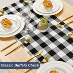 Hiasan Buffalo Plaid Table Runner Black and White 14W x 72L, 1 Piece - Image 2