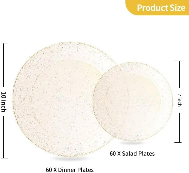 Goodluck 120PCS Gold Plastic Plates, Disposable Gold Glitter Plates - Image 4