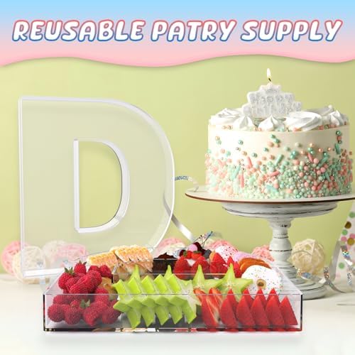 13.8" Extra Large Acrylic Letter Charcuterie Board Box, Reusable Fillable Letter Cake Candy Dish Display Serving Tray for Birthday Anniversary Party Decoration (D) - Image 5