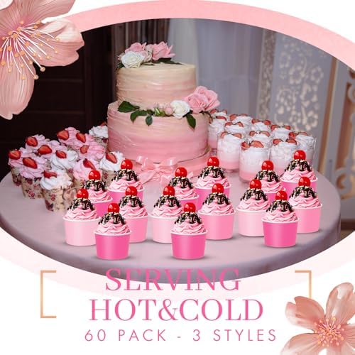 Jingmore Paper Ice Cream Cups 9oz Colored Disposable Dessert Bowls for Hot or Cold Party Food Cups for Birthday Baby Shower Easter Party Supplies(Pink Color,180 Pcs) - Image 3