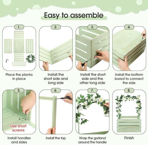 Barydat Wooden Baby Shower Crate Closet Baskets for Baby Shower, Green - Image 4
