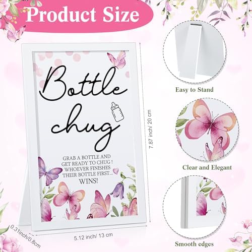 Roowest Bottle Chug Baby Shower Games Favors, Pink, Butterfly - Image 2