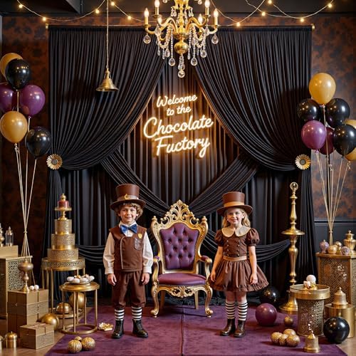 30 ft x 8 ft Black Backdrop Curtain for Parties, 6 Panels 5 ft x 8 ft Wrinkle Free Polyester Photo Black Backdrop Drapesfor Graduations Birthday Wedding Party Stage Curtains Home Decoration Supplies - Image 6