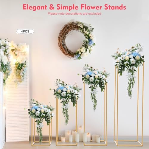 Centerpiece Stands Set, 4 Gold Tiered Flower Stands For Decoration, Elegant Event Display For Wedding Birthday Dessert Table, Heavy Duty Steel Hollow Design, DIY Backdrop Decor - Image 4