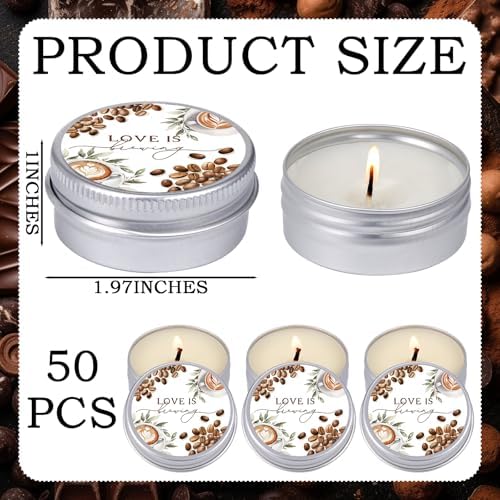 MTLEE 50 Pcs Love is Brewing Bridal Shower Candles Gift Favors for Guests - Image 6