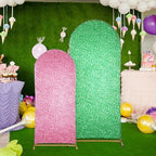 Leinuosen Set of 2 Sequin Pink and Green Arch Backdrop Cover 5ft and 6ft Witch and Princess Theme Party Arch Backdrop Cover Spandex Stand for Witch Princess Party Supplies - Image 5