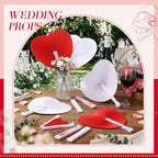 Blulu 60 Pack Wedding Heart Folding Hand Fans Decor Bulk, Red White - Image 4