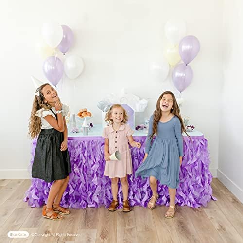 Willowy Purple Tutu Table Skirt 6ft with Double Layer Organza Willows for Unicorn Birthday Decorations for Girls, Baby Shower Decorations, Table Skirts for Rectangle Tables - Image 4