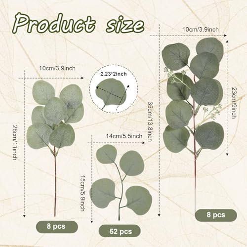 Lincia 80 Pcs Giant Tissue Paper Flowers with Artificial Eucalyptus Leaves, Large Paper Flower Decoration for Wall Tea Party Supplies Baby Shower Birthday Nursery Room Wedding(Elegant Color,19''/12'') - Image 3