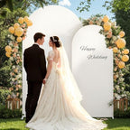 2 Set-7.2FT, 6FT Ivory Arch Backdrop Cover,Spandex Fitted Wedding Arch Stand Covers Round Top Chiara Arch Backdrop Stands Cover for Birthday Party Banquet Photo Background Decoration - Image 4