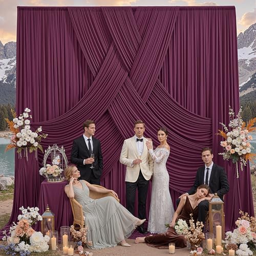 20ft x 12ft Burgundy Backdrop Curtains for Parties, Wrinkle Free 4 Panels Photo Backdrop Drapes Back Drop Cloth for Wedding Birthday Photography Background Decor - Image 6