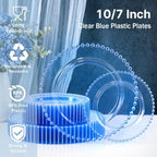 U-QE 60PCS Clear Blue Plastic Plates, Beaded Plates Disposable Heavy Duty - Image 3