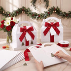 Maitys 24 Set Large Gable Boxes with Handle Ribbon and Tag, White, Red - Image 5