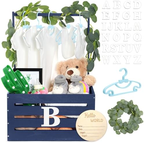 Barydat Wooden Baby Shower Crate Closet Set, Navy Blue by home