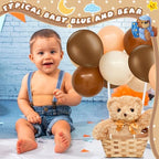 Hollowfly 6 Set Bear Baby Shower Party Decoration Table Centerpieces 6 Gender Reveal Stuffed Plush Bears 6 Bamboo Baskets 60 Colorful Balloons 12 Balloon Stands Birthday Party Wedding(Brown) - Image 4