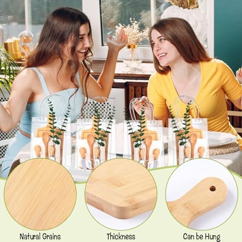 6 Sets Baby Shower Prizes for Game Winner Gifts Bamboo Cheese Board Fork Spoon Towel Artificial Eucalyptus Stems with Cards and Gift Bags Bridal Shower Party Favors for Guests Bridal Shower Prizes - Image 5