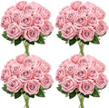 48 PCS Dusty Pink Roses Artificial Flowers, Silk by DIYDOFUN