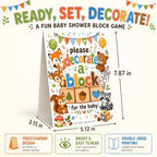 Baby Shower Games, 117-Piece Baby Blocks for Baby Shower with 52 Wooden ABC Blocks to Decorate, 24 Acrylic Markers, 40 Stencils and Game Sign, Woodland Gender Reveal Game for Boy or Girl - Image 5