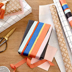 Hallmark Wrapping Paper with Cutlines on Reverse (6 Rolls: 135 Square Feet Total) Pink, Gold, Stripes, Kraft Brown, Black and White Plaid for Birthdays, Baby Showers, Bridal Showers, Mother's Day - Image 3