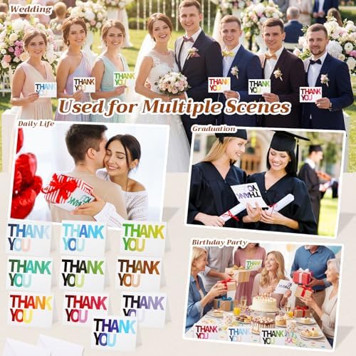 Gueevin 200 Pcs Thank You Cards with Envelopes, 3.5x5 Inch Ombre Font - Image 7