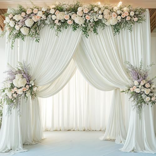 12 Panels 5x12ft Ivory Backdrop Curtains for Parties, Wrinkle Free Polyester Ivory Photo Backdrop Drapes 12 ft Long Back Drop Cloth for Wedding Birthday Photography Background Party - Image 6