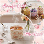 CHENGU 300 Pcs Floral Ice Cream Cups 8oz Disposable Treat Snack Cups Retro Flower Pattern Paper Bowls for Soup Yogurt Cupcake Hot or Cold Food Wedding Baby Shower Tea Party Supplies - Image 3