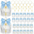 Chuangdi 12 Sets 48 Pcs Baptism Favors for Guests Crystal Candy Bowl Gifts with 12 Pcs Cross Rosary for Baptism Decorations Wedding Baby Shower Supplies First Communion Party(Blue) by Chuangdi