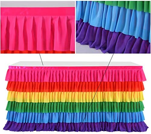 Rainbow Tablecloth Unicorn Tutu Table Skirt for Rectangular Table Birthday Unicorn Party Christmas Decoration 14ft - Image 5