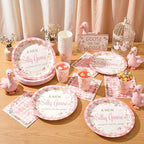 Hushee 200 Pcs a New Silly Goose Baby Shower Party Plates Cup Napkin, Pink by Hushee