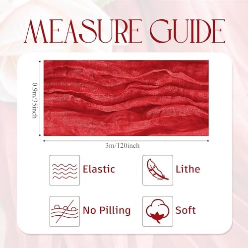 Wokceer Cheesecloth Table Runner Red 10FT Boho Gauze Runner, 12 Pack - Image 2