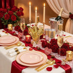 SUT 175 Pcs Pink and Gold Plastic Dinnerware Set for 25 Guests, Include: 25 Dinner Plates, 25 Dessert Plates, 25 Pre Rolled Napkins With Silverware, 25 Cups, Disposable Plates for Baby Shower, Party - Image 2