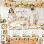 275pcs Little Pumpkin Baby Shower Decorations for Boy or Girl Fall Baby Shower Plates and Napkins Cups Backdrop Tablecloth Balloons for for A Little Pumpkin Is On The Way Baby Shower Decorations - Image 2