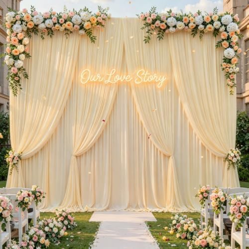 20x12ft Champagne Backdrop Curtain Panels for Parties - Wrinkle Free Polyester Photo Curtain Backdrop Wedding Back Drop Fabric Drapes for Party Decorations Background for Photography - Image 6