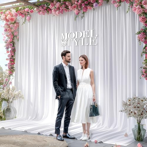 30x10ft White Backdrop Curtain Panels for Parties - Wrinkle Free Polyester Photo Curtain Backdrop Wedding Back Drop Fabric Drapes for Party Decorations Background for Photography - Image 7