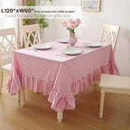 Pink White Gingham Ruffled Table Cloth Rectangular 120“x60” - Image 4
