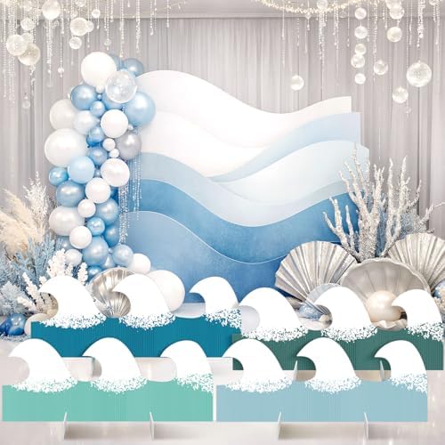 4 Pack Ocean Waves Cardboard Cutout Stand up 27 Inch Ocean Beach Theme Party Decoration Wave Life Size Photo Props for Summer Party Under The Sea Home Decoration - Image 3