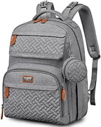 BabbleRoo Diaper Bag Backpack - Travel Large Baby Diaper Bag with Changing pad, Waterproof Baby Bags for Mom & Dad, Unisex Bags with Pacifier Case, Luggage Strap & Stroller Clips– Light Gray by BabbleRoo