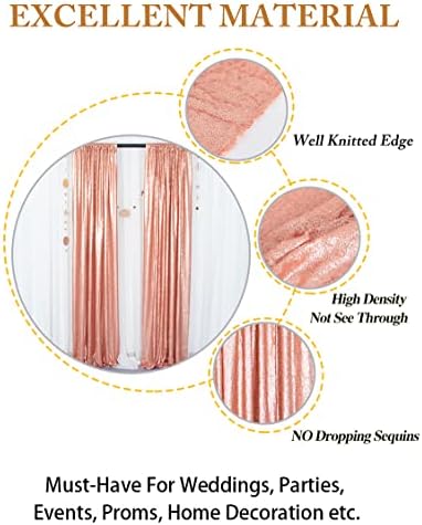 ShinyBeauty Blush Sequin Backdrop Curtains, 4 Panels, 2FTx8FT, Sparkle Photo Booth Backdrop - Image 5