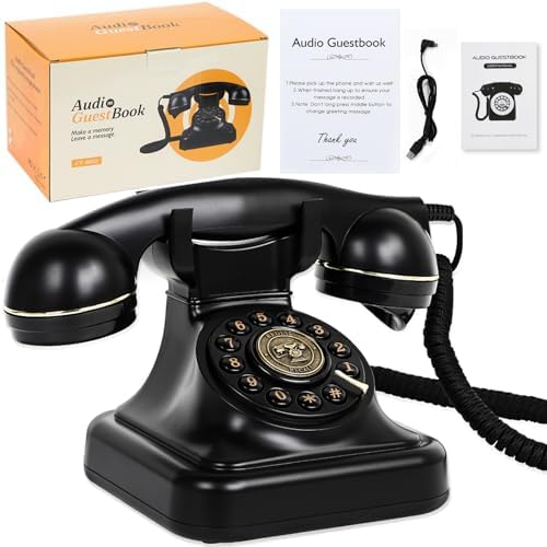 Audio Guest Book Wedding Phone, Vintage Voice Message Recorder Telephone with Premium Gift Box for Special Events, Bridal Shower, Birthday Party, Baby Shower, Anniversary, Engagement by ROOMEDAL