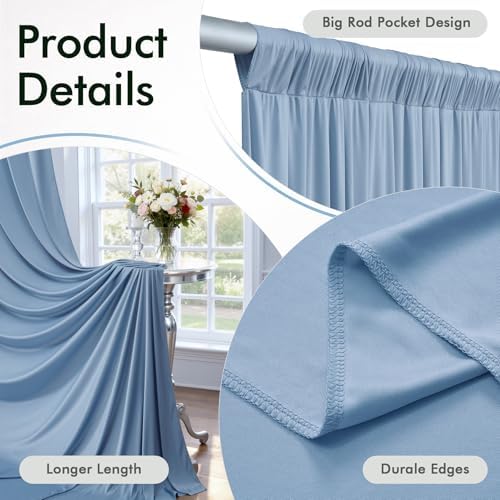 10x12ft Dusty Blue Backdrop Curtains for Wedding Party 2 Panels 5×12FT Tall - Image 3