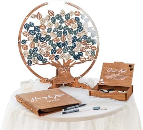 Personalized Wedding Guest Book Alternative - Wedding Decorations for Ceremony Outside Inside - Bridal Shower Guest Book for Party Wedding Sign In Book - Round Rustic Wedding Guest Book Sage Green by 2B1WEDDING