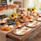 Pickmesh 250 Pcs Fall Thanksgiving Party Decorations Fall Maple Leaves Pumpkins Paper Plates Napkins and Cups Disposable Tableware Set for Autumn Thanksgiving Harvest Birthday Party Supplies Serve 50 - Image 5